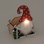 Cassetta in abete a gnomo con led, 12x7H16 cm (kit da 3)