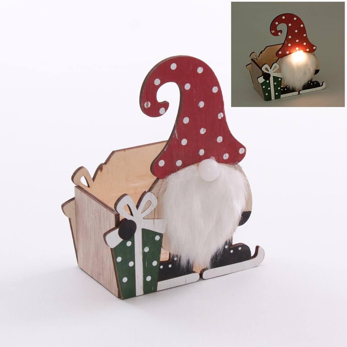 Cassetta luminosa a LED a forma di gnomo, 15x9x20 cm (kit da 3)