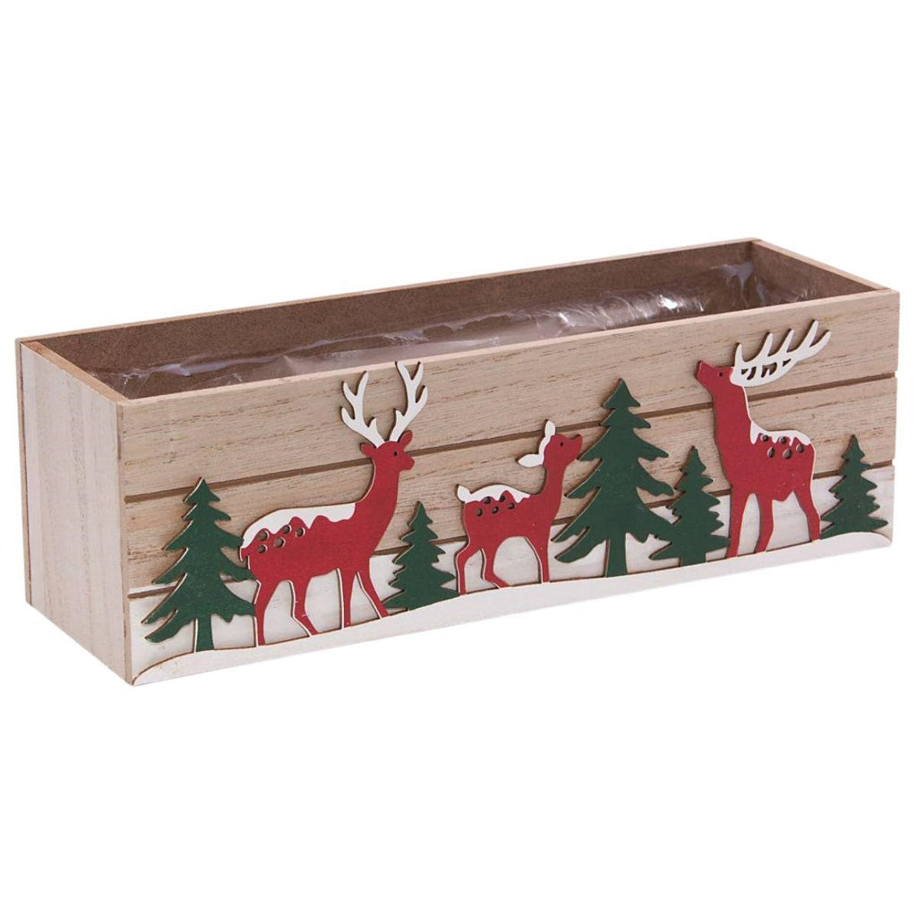 Cassetta rettangolare con renne, 25x8H8 cm (kit da 3)