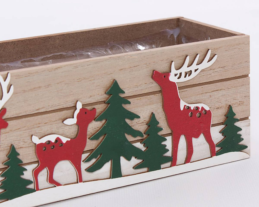 Cassetta rettangolare con renne, 25x8H8 cm (kit da 3)
