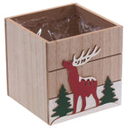 Cassetta portafiori natalizia in mdf, 10x10H11 cm (kit da 5)