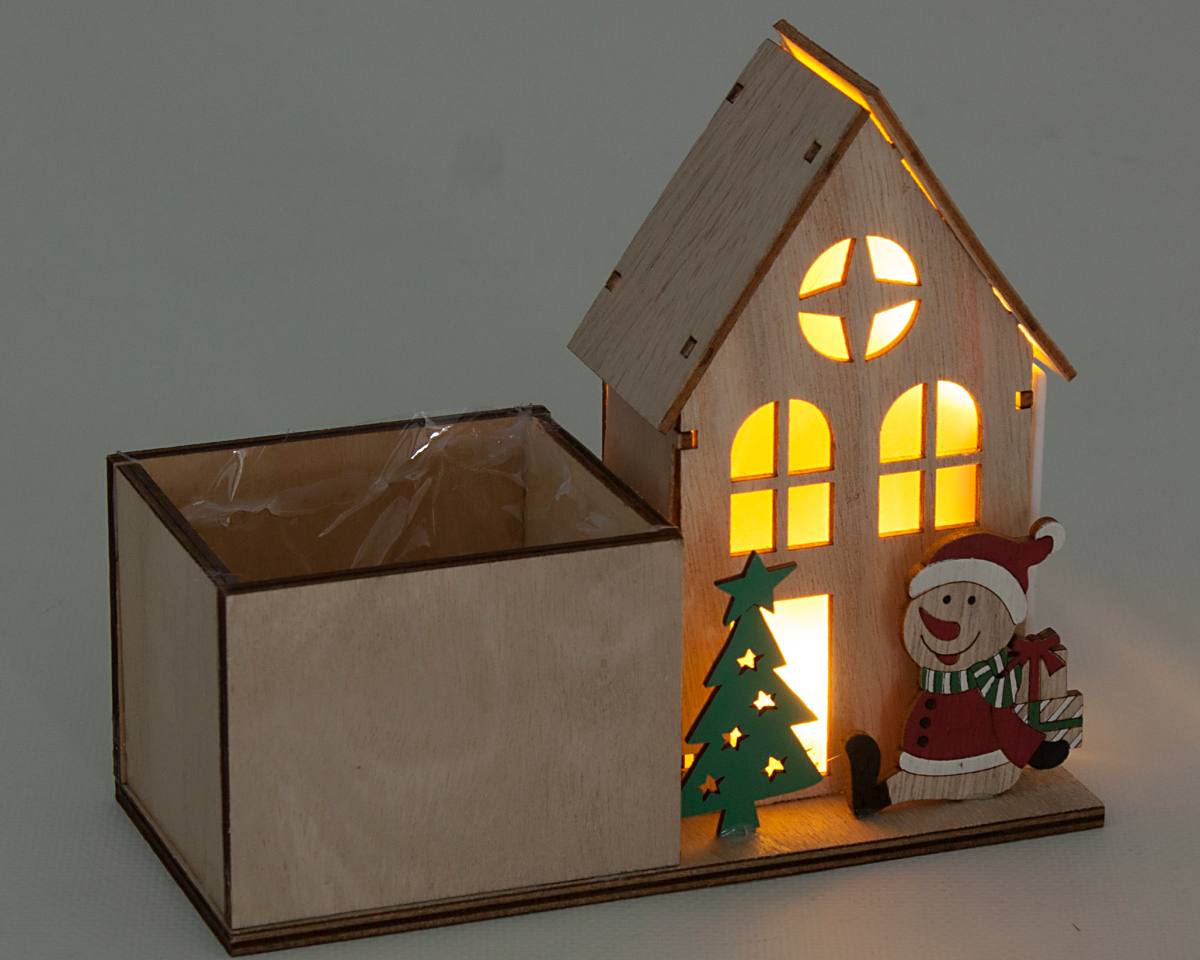 Cassettina portapiantine a casetta con led, 16x7H16,5 cm (kit da 5)