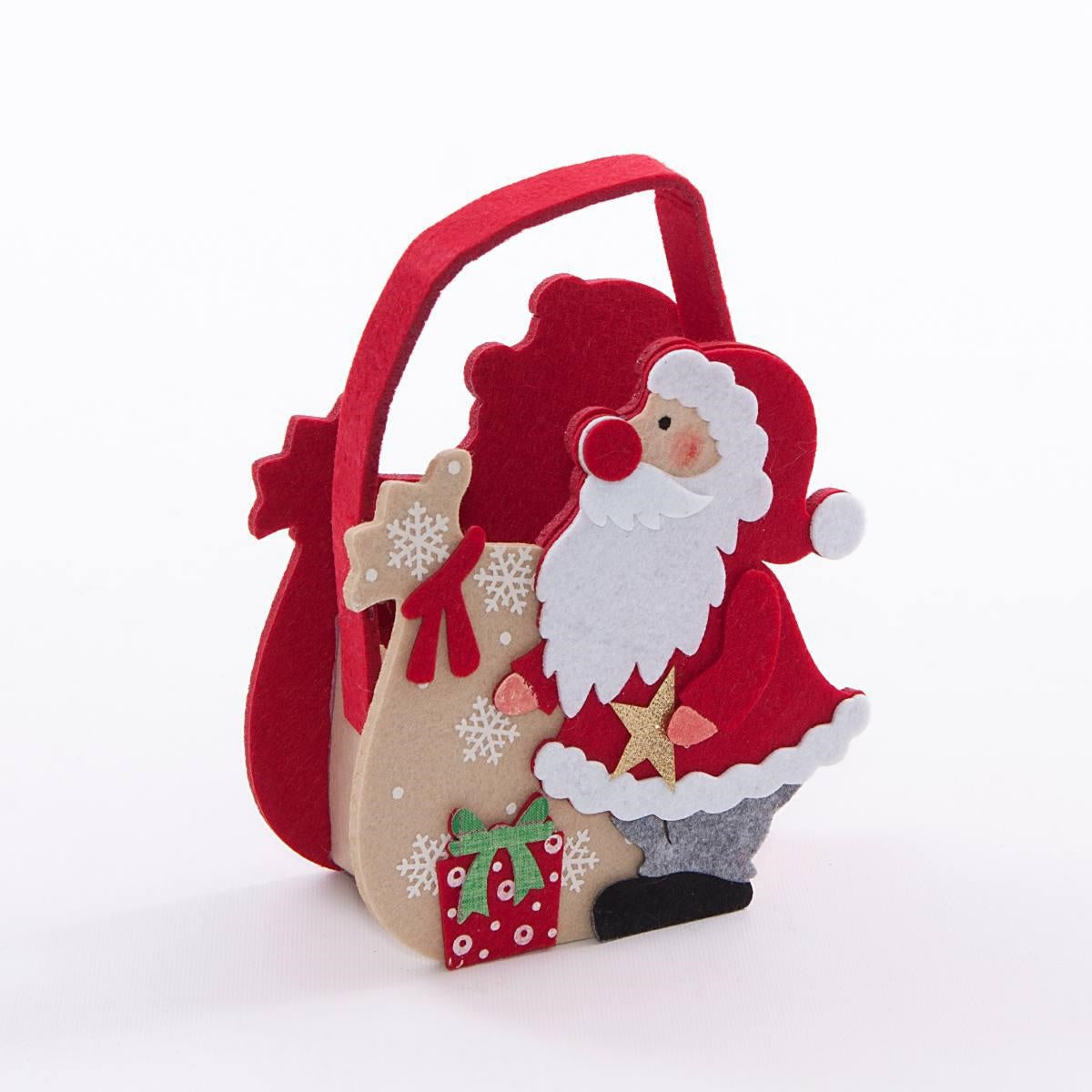 Contenitore in panno rosso Babbo Natale, 17,5x18x8 cm (kit da 5)