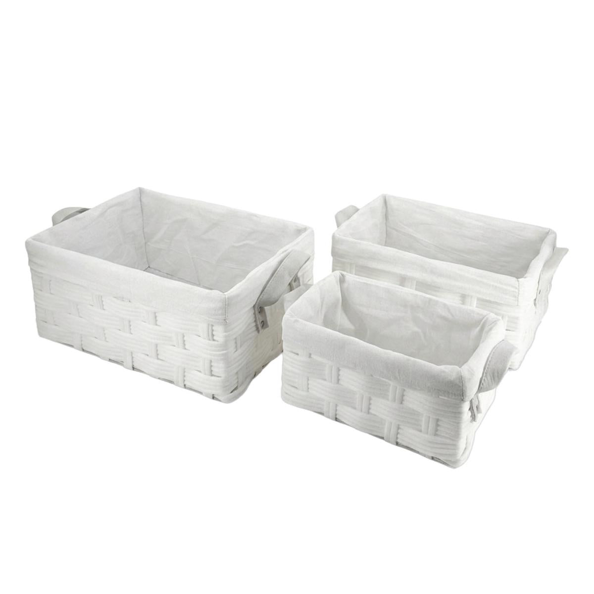 Vaschetta rettangolare in tessuto non tessuto bianco, set di 3
