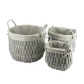 Cesto in TNT foderato grigio con 2 manici, set di 3