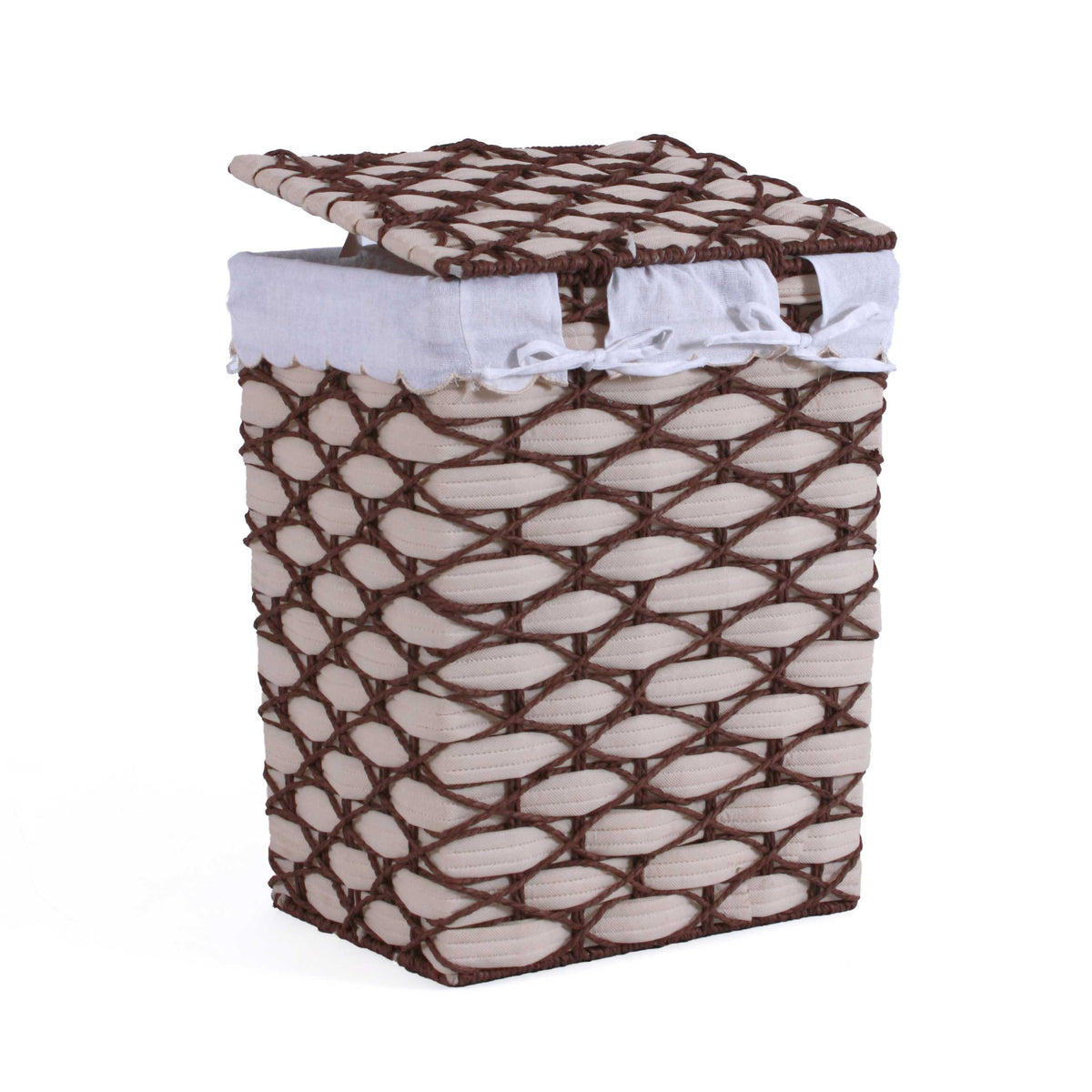 Portabiancheria in tessuto non tessuto bianco, set di 3, 45x35H56 cm