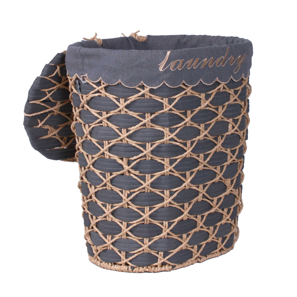 Portabiancheria ovale in tessuto non tessuto, 49x38x56 cm, set di 3