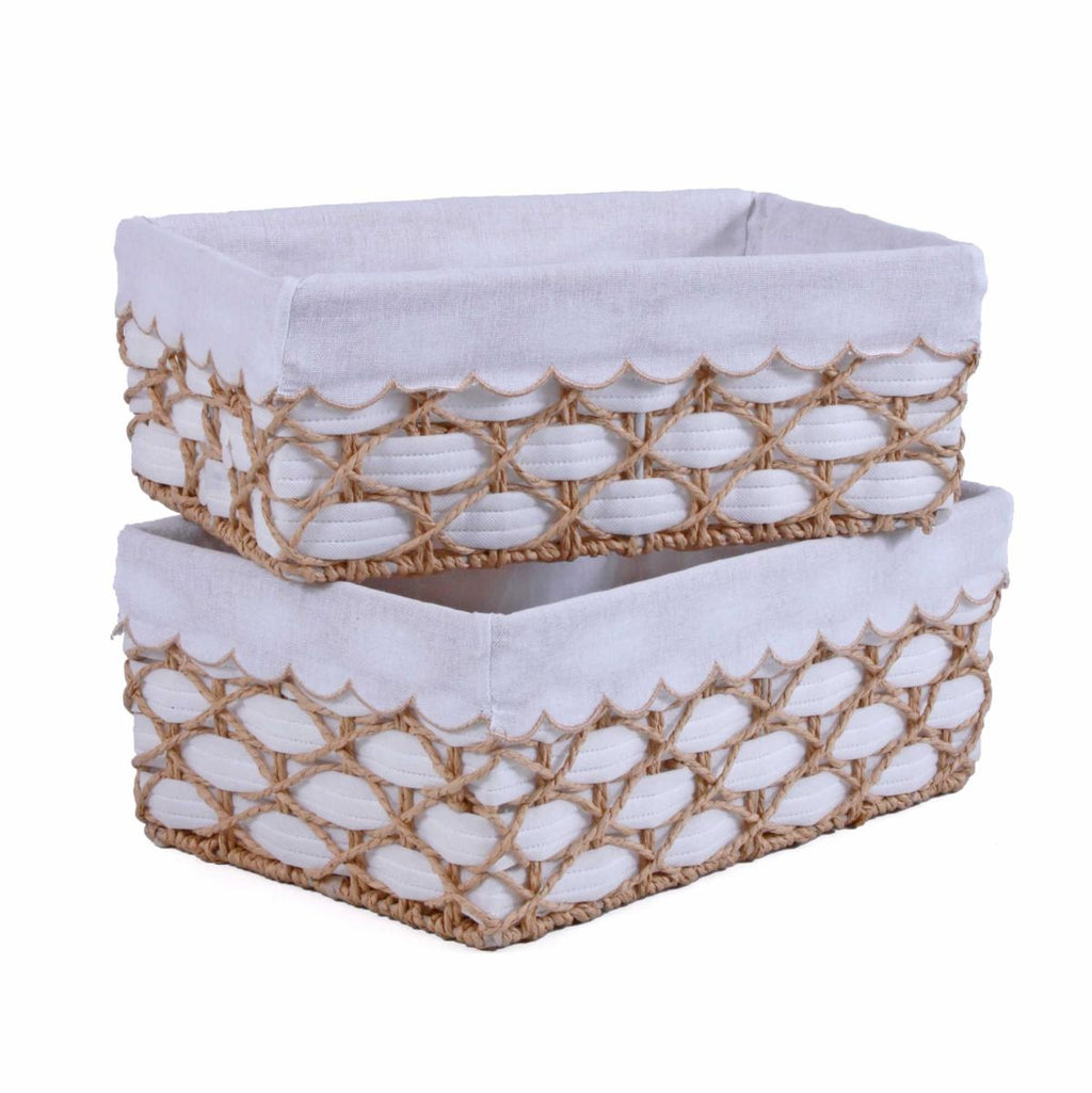 Vaschetta in tessuto non tessuto e carta bianca, set di 2, 45x29H18 cm