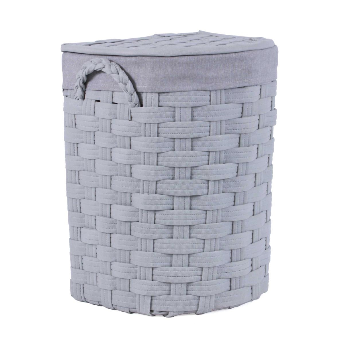 Portabiancheria semirotondo in tessuto non tessuto grigio, 39x33x51 cm