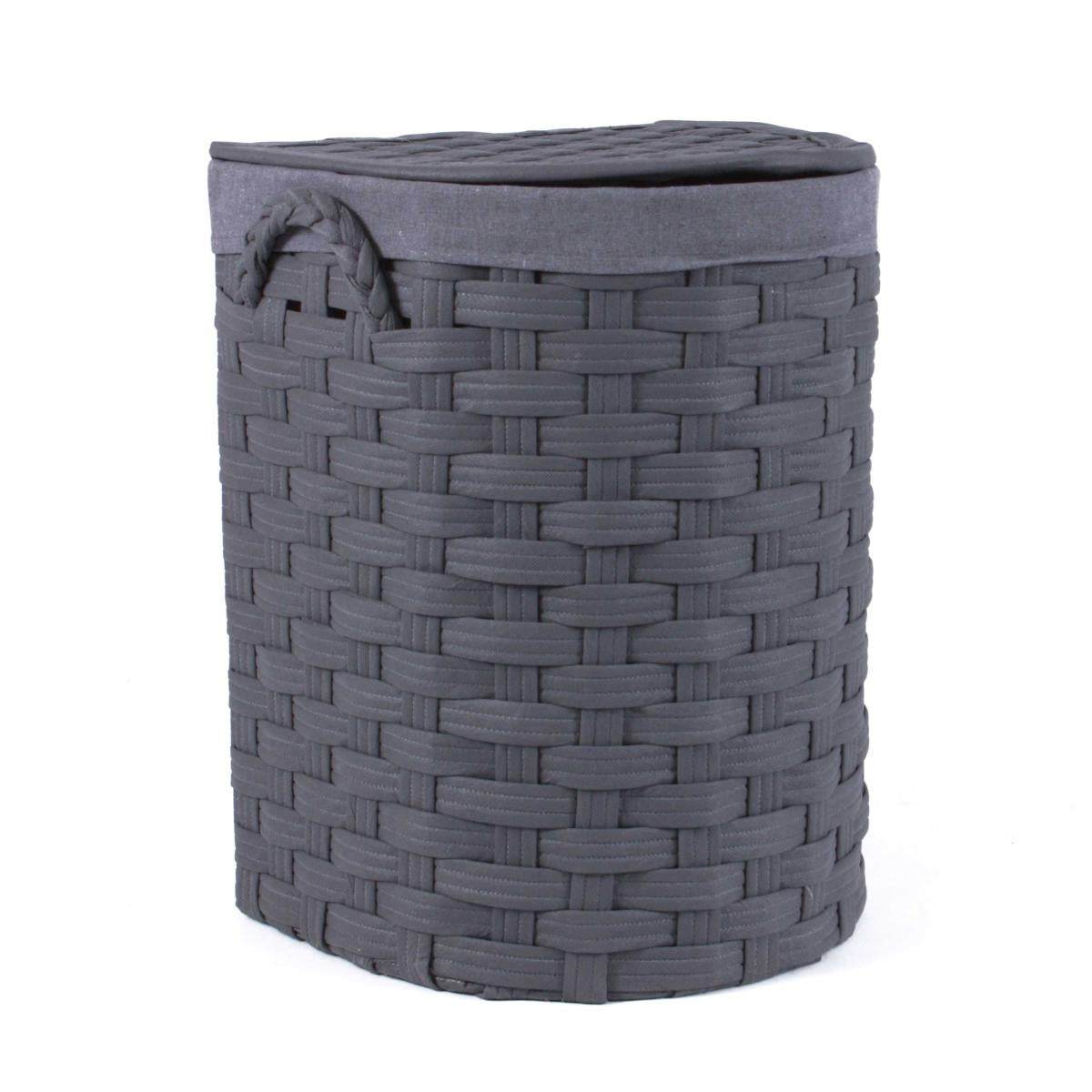 Portabiancheria semirotondo in TNT grigio, 44x37H56 cm