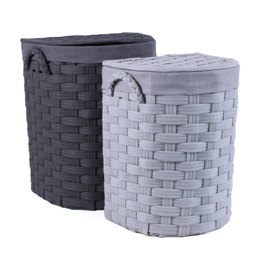 Set di 2 portabiancheria semirotondi in tessuto non tessuto, 44x37H56 cm