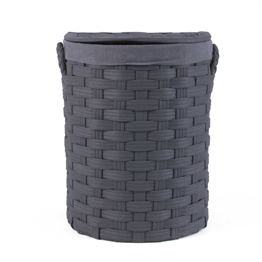 Set di 2 portabiancheria semirotondi in tessuto non tessuto, 44x37H56 cm