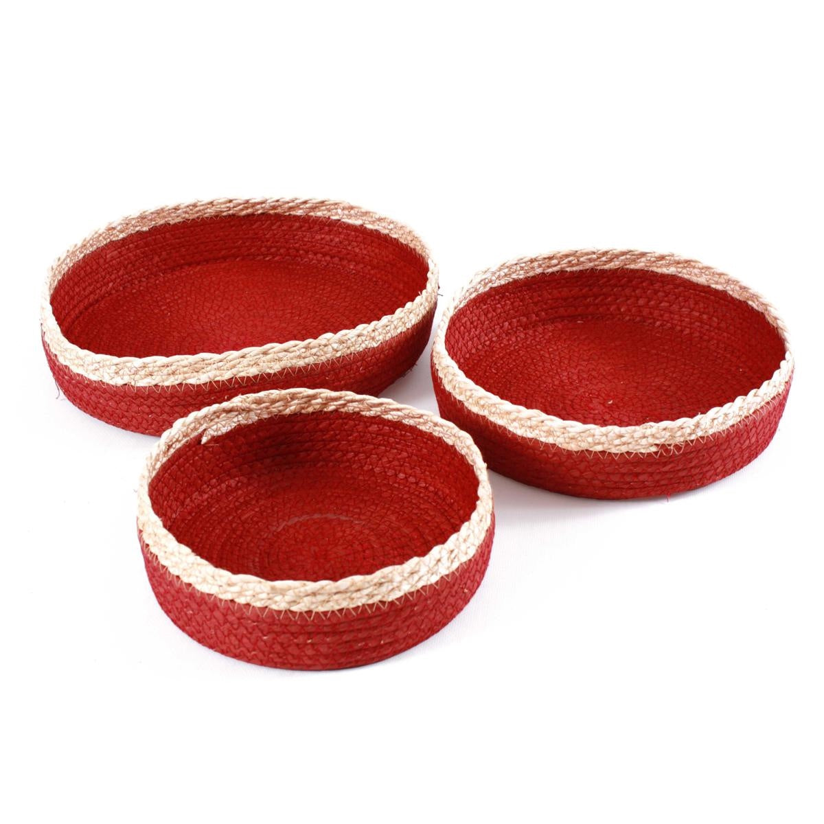 Ciotole rotonde in cotone e fibre naturali, set di 3, Ø30H6 cm (kit da 3)