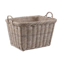 Cesto 2m giunco grigio foderato juta, 52x38x33+8 cm