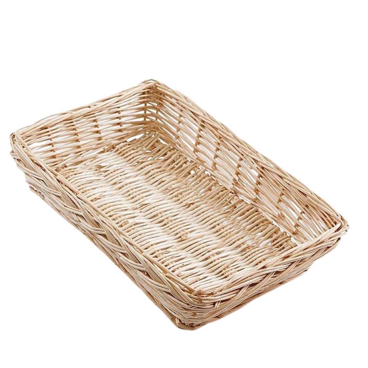 Vassoio organizer in vimini bianco, 33x25H7 cm (kit da 5)