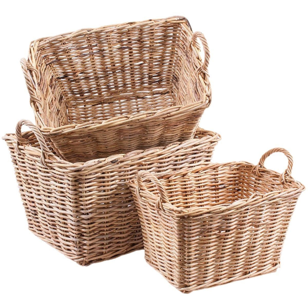 Cesta rettangolare in giunco in set di 3, 63X46H36 cm