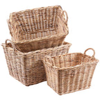 Cesta rettangolare in giunco in set di 3, 63X46H36 cm