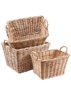 Cesta rettangolare in giunco in set di 3, 63X46H36 cm