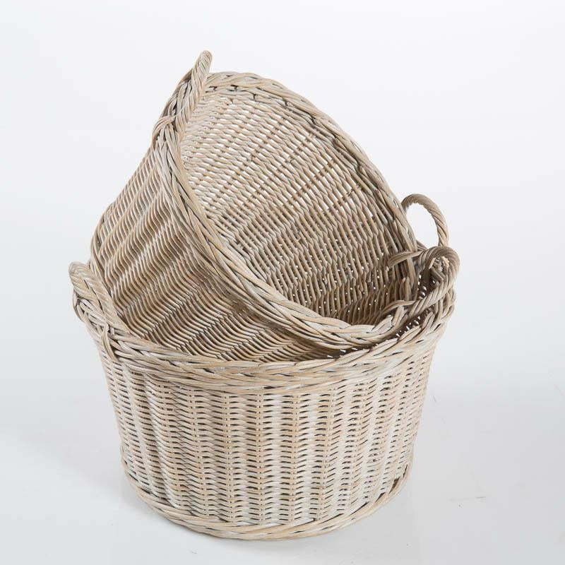 Cesto in midollo sbiancato, Ø56x31 cm, set di 2