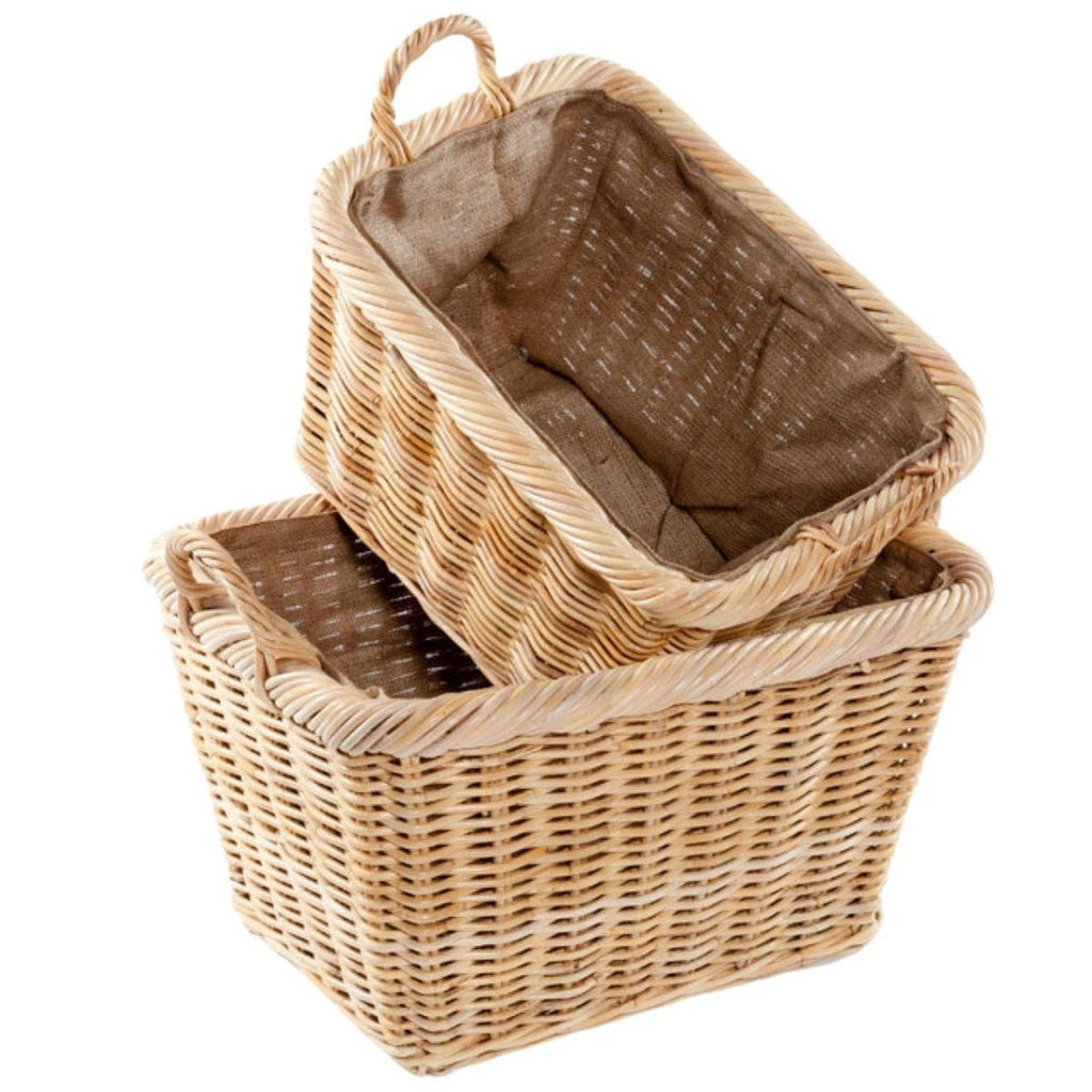 Cesto portalegna in giunco grigio in set di 2, 65X48H38 cm