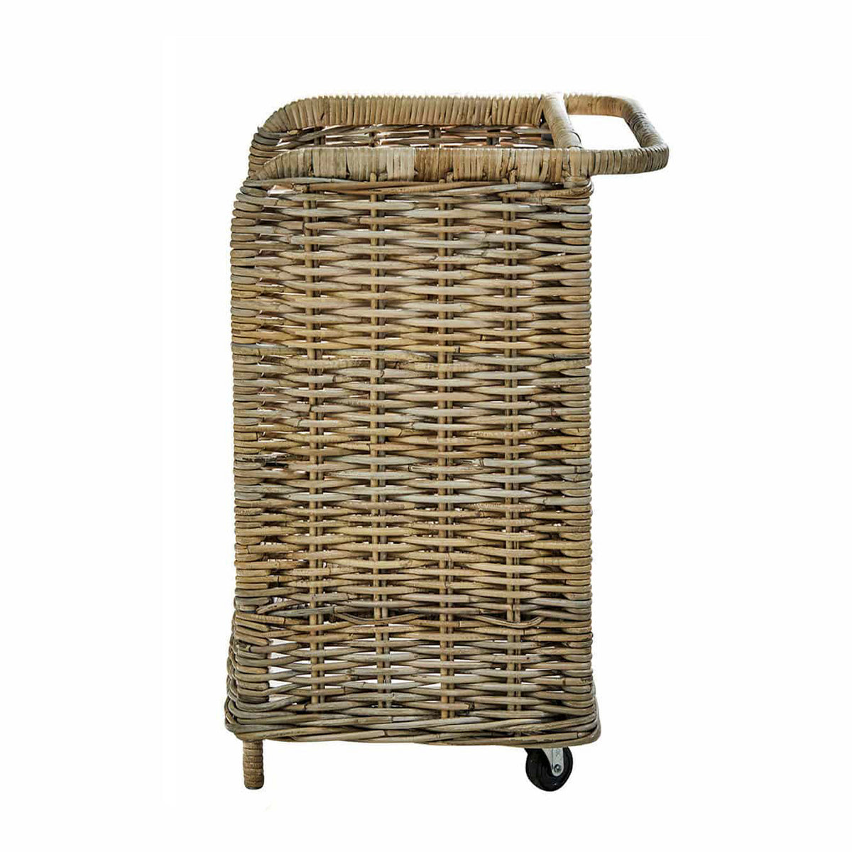 Cesto portalegna in giunco grigio con ruote, 50x35x75 cm