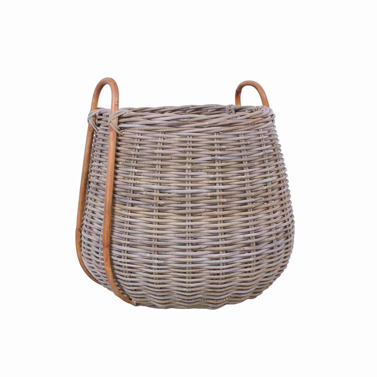 Cesto bombato in giunco grigio, set di 2