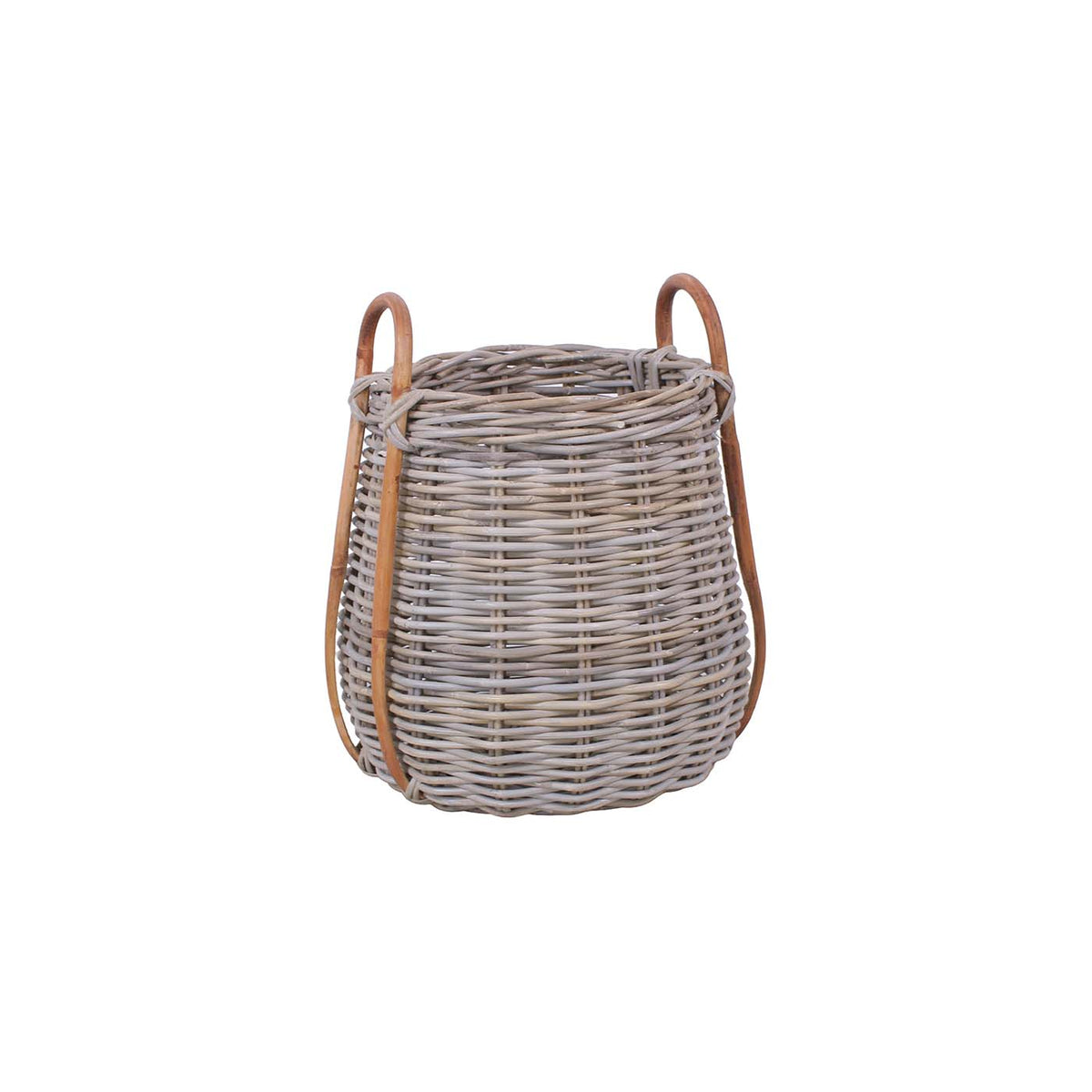 Cesto bombato in giunco grigio, set di 2
