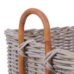 Set di 2 cesti rettangolari in giunco grigio, 75x50H45 e 62x45H40 cm