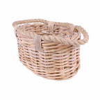 Cesto ovale in giunco naturale con manici in corda, 38x25x20 cm