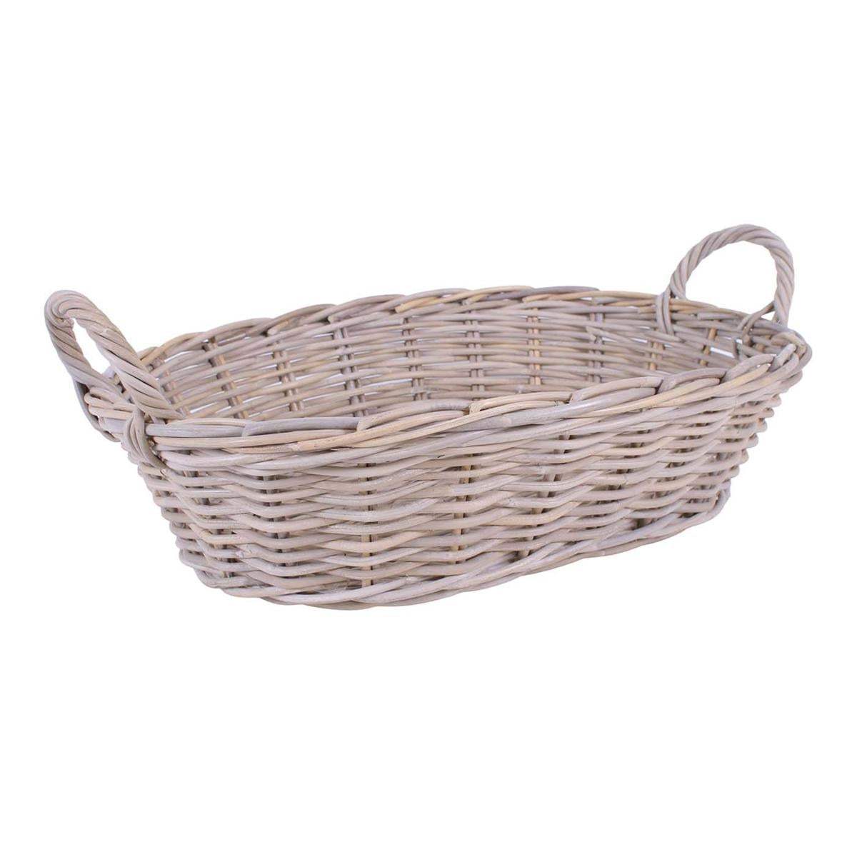 Cesto ovale giunco grigio 2m, 70x48x18+10 cm