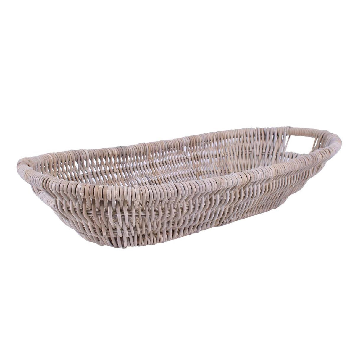Cesto ovale giunco grigio 90x45h18 manici incorporati
