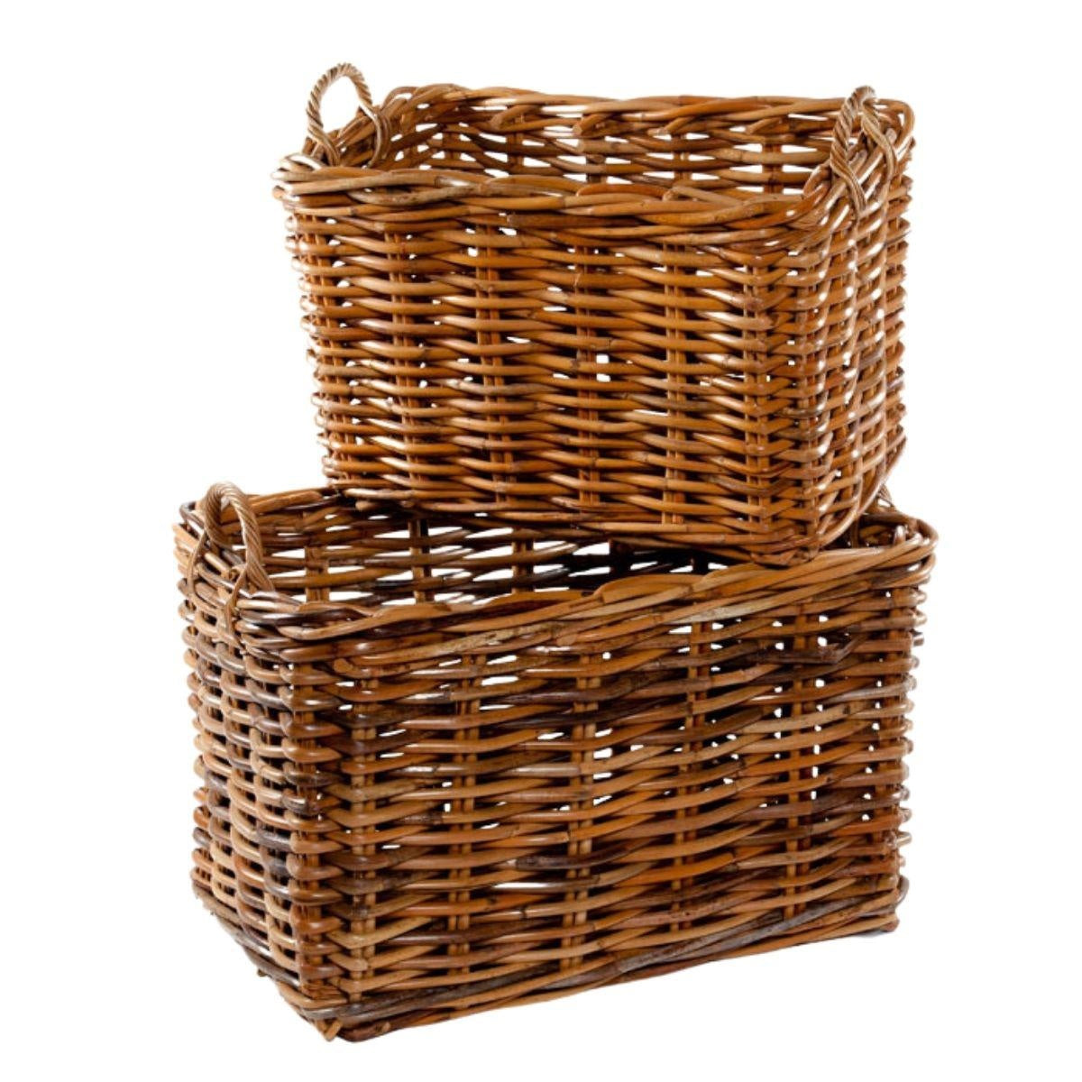 Cesti portalegna in giunco, set di 2, 90x58x55 cm