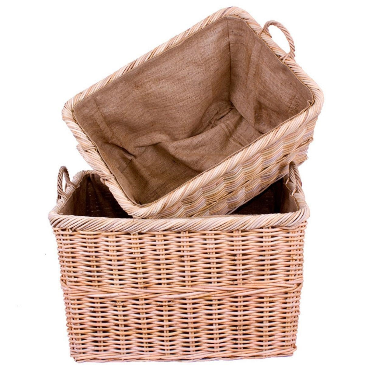 Cesto portalegna in giunco naturale, set di 2, 80x60x50 cm