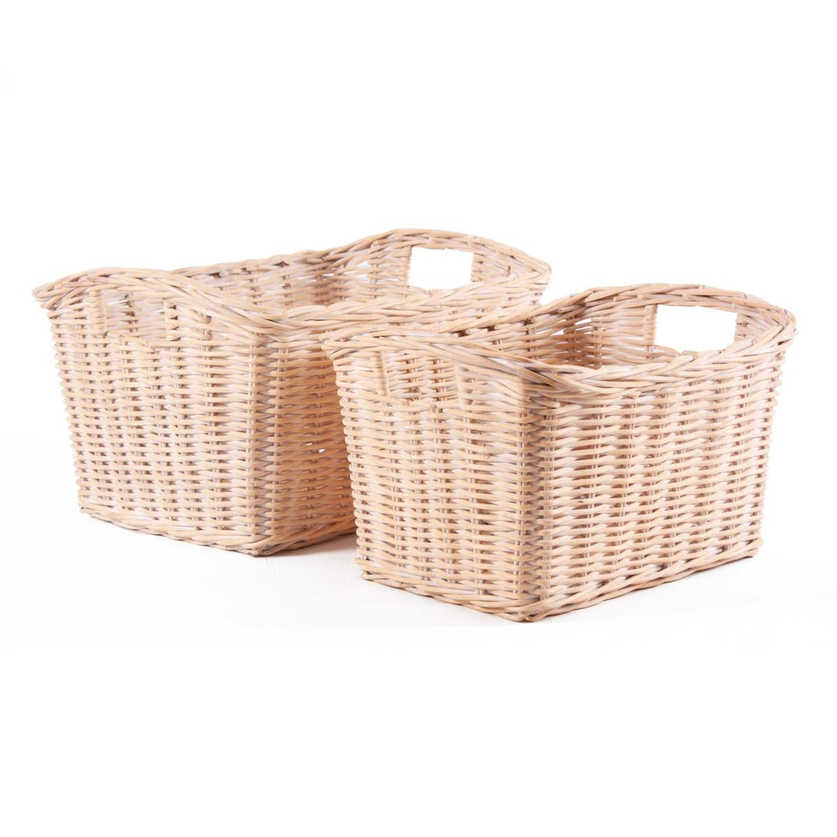 Cesto in midollino sbiancato, 57x43x34 cm