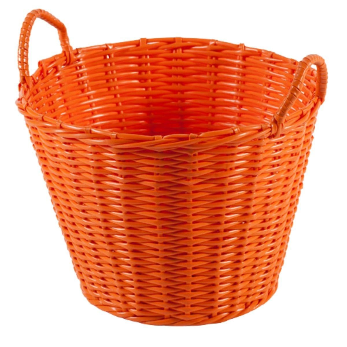 Cesto portaoggetti arancione in polyrattan, Ø37H27 cm (kit da 3)