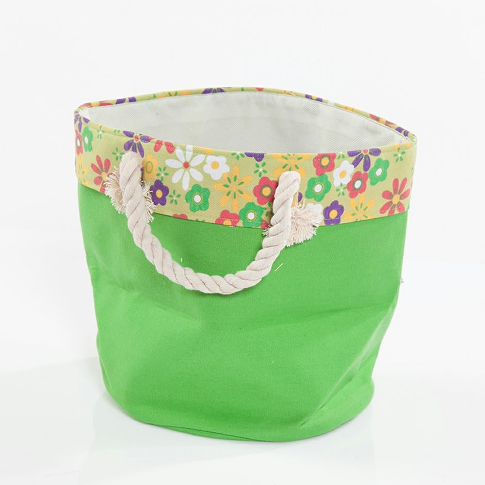 Contenitore a sacco in tessuto verde con manici, Ø6H28 cm (kit da 5)