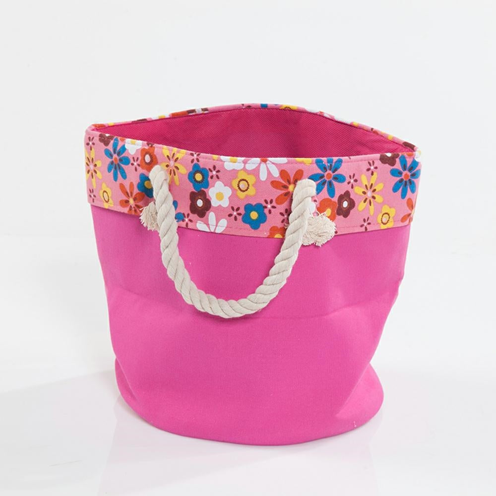 Cesto in tessuto fucsia con manici, Ø36x28 cm (kit da 5)