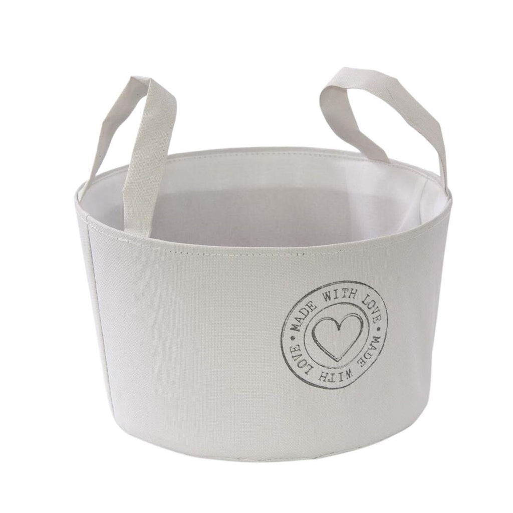 Vaschetta con manici in tessuto bianco, Ø25H15 cm