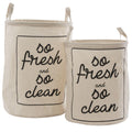Portabiancheria in cotone beige, set di 2