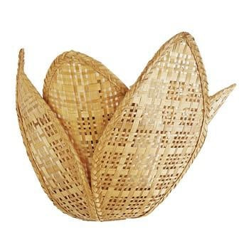 Tasca in legno naturale con applique in bambù, 33x20x20 cm (kit da 10)