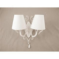 Applique in ferro bianco a 2 luci con cappellini bianchi