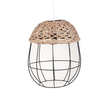 Lampadario vimini e ferro diametro cm 30 x 36 h
