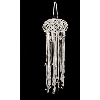 Lampadario in ferro e corda naturale, Ø23xH15/95 cm