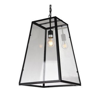 Lampadario ferro nero e vetro