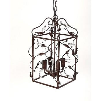 Lampadario 4 lumi ferro marrone