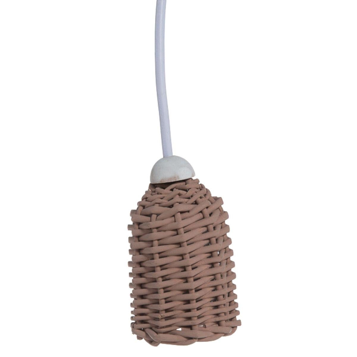 Faretto a sospensione in vimini marrone, Ø6x9 cm (kit da 10)