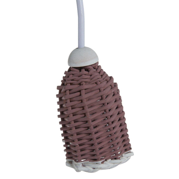 Faretto a sospensione in vimini marrone e bianco, Ø6H9 cm (kit da 10)