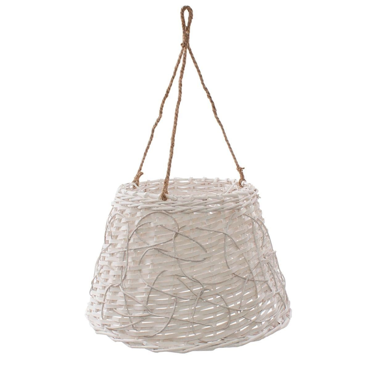 Lampadario a sospensione in vimini bianco, Ø42H28 cm