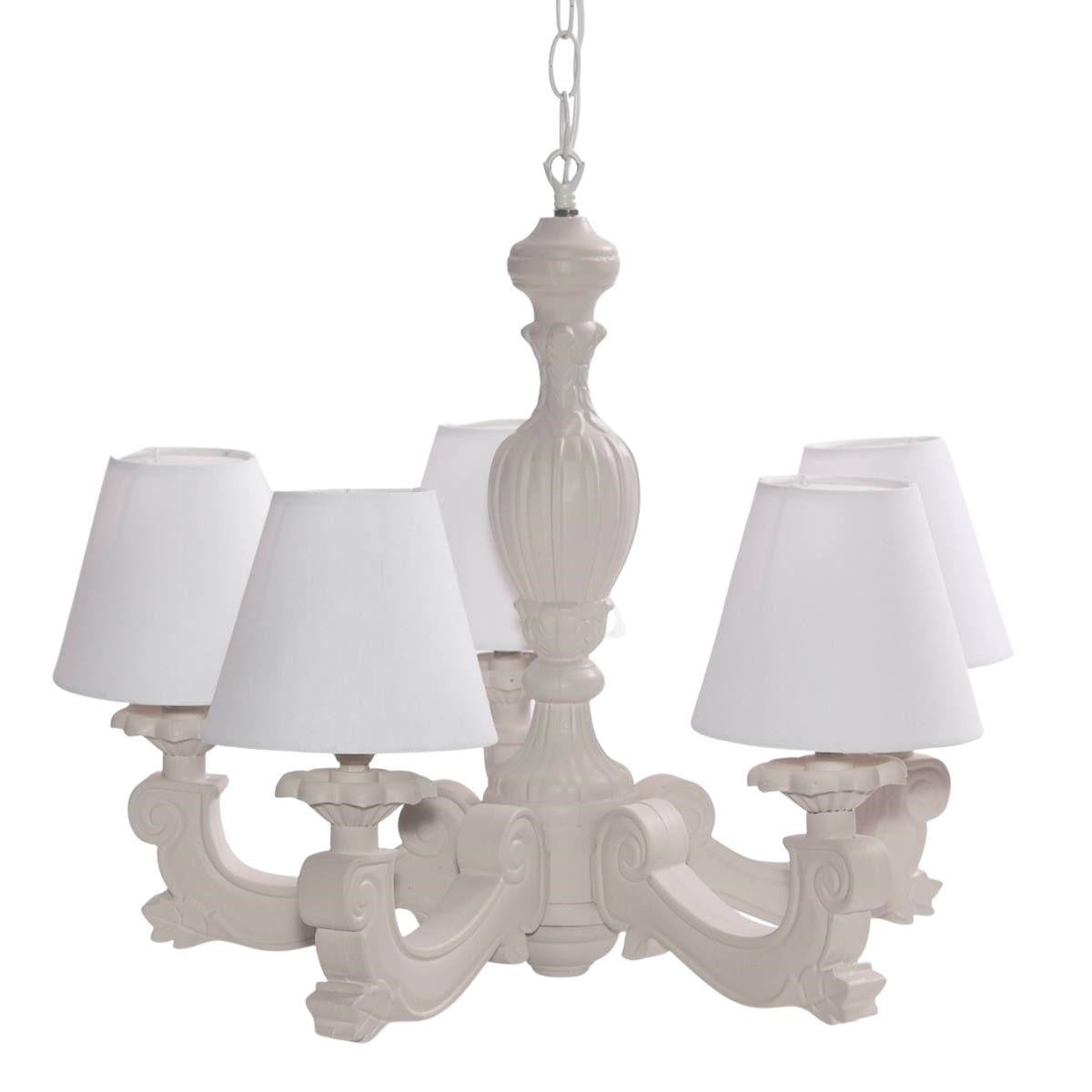Lampadario a cinque bracci bianco, Ø46H98 cm