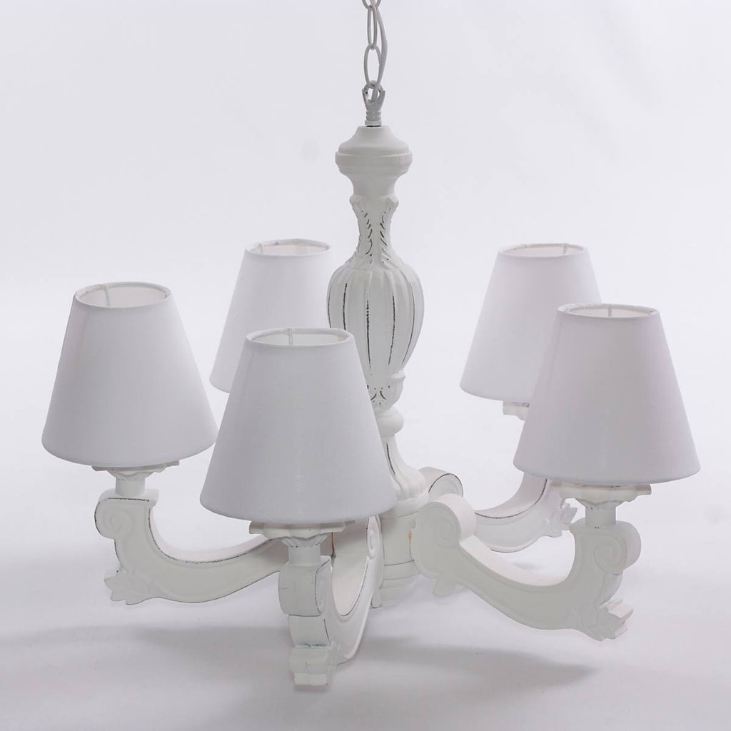 Lampadario a cinque bracci bianco, Ø46H98 cm